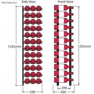 36bottle wall mounted wine rack with powder coating finishment