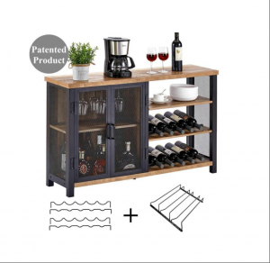 Multiple Wine cellar with Glass holder ,made of pine with brushed brown color