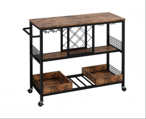 Multiple Wine cabinet with Glass holder ,made of pine with brushed brown color